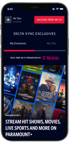 A depiction of the screen shown after a Delta SkyMiles member logs into the new Delta Sync page.